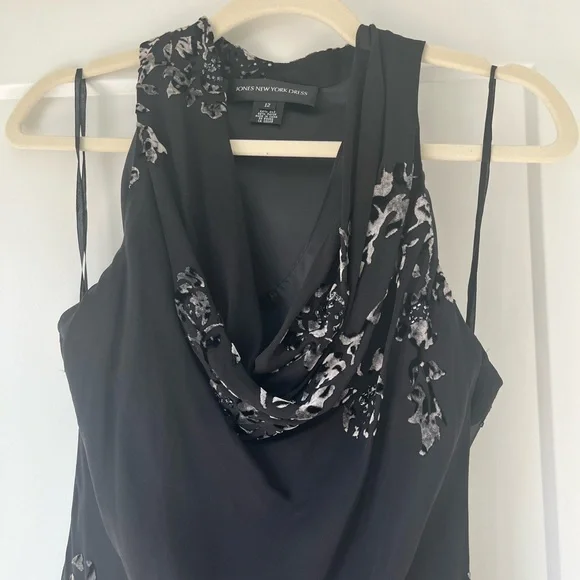 Vintage Y2K Jones New York Cowl Neck Silk & Velvet dress - Picture 2 of 6